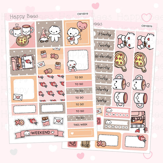 Valentine's Day - Hobonichi Cousin Weekly Planner Sticker Kit CW10019