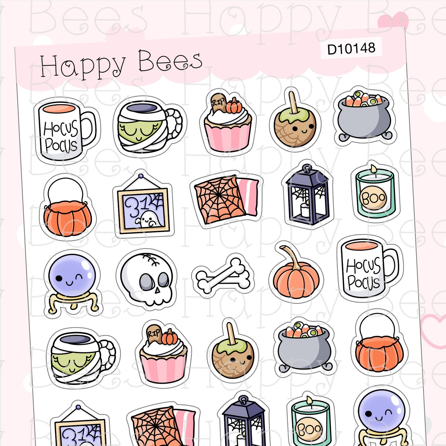 Halloween Doodles - Cute Fall Autumn Food Planner Stickers D10148