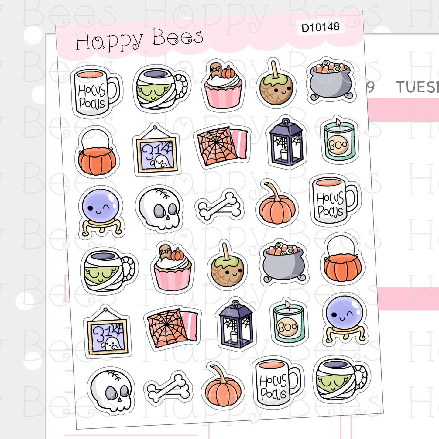 Halloween Doodles - Cute Fall Autumn Food Planner Stickers D10148