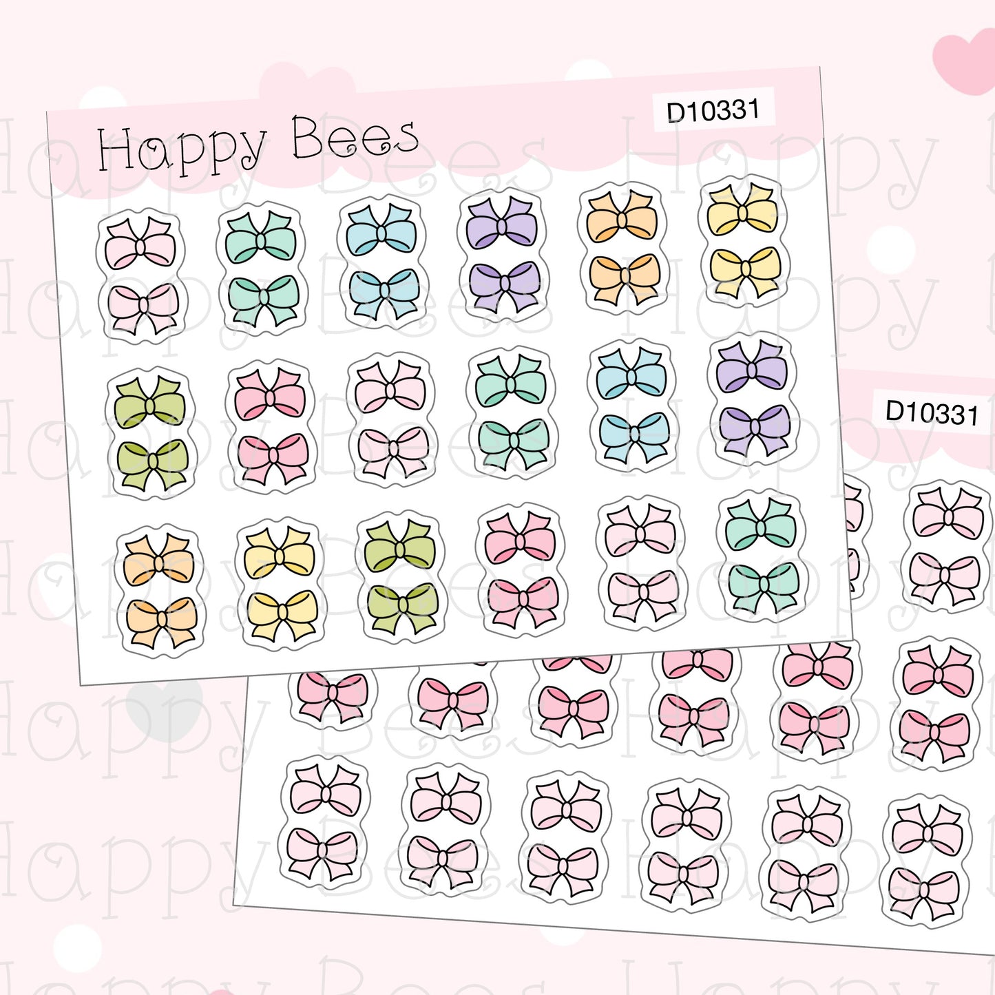 Mini Bow Tabs - Functional Cute Doodles Planner Stickers D10331