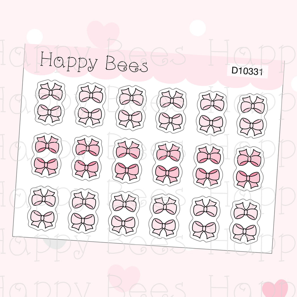 Mini Bow Tabs - Functional Cute Doodles Planner Stickers D10331