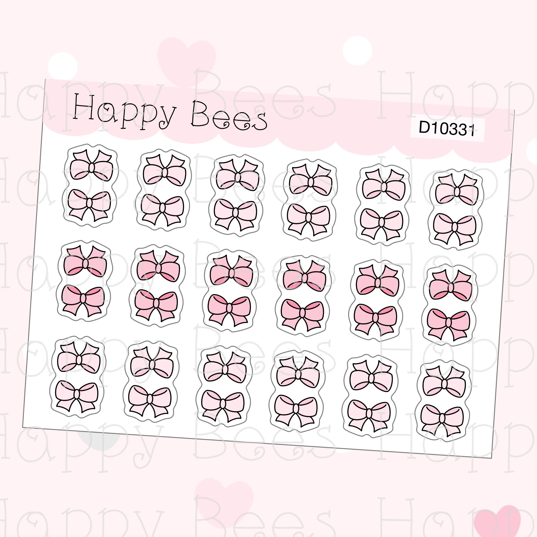 Mini Bow Tabs - Functional Cute Doodles Planner Stickers D10331