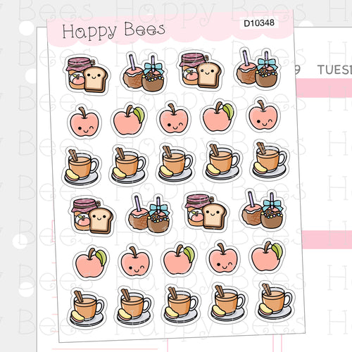 Apple Doodles - Cute Food Fruit Drinks Planner Stickers D10348