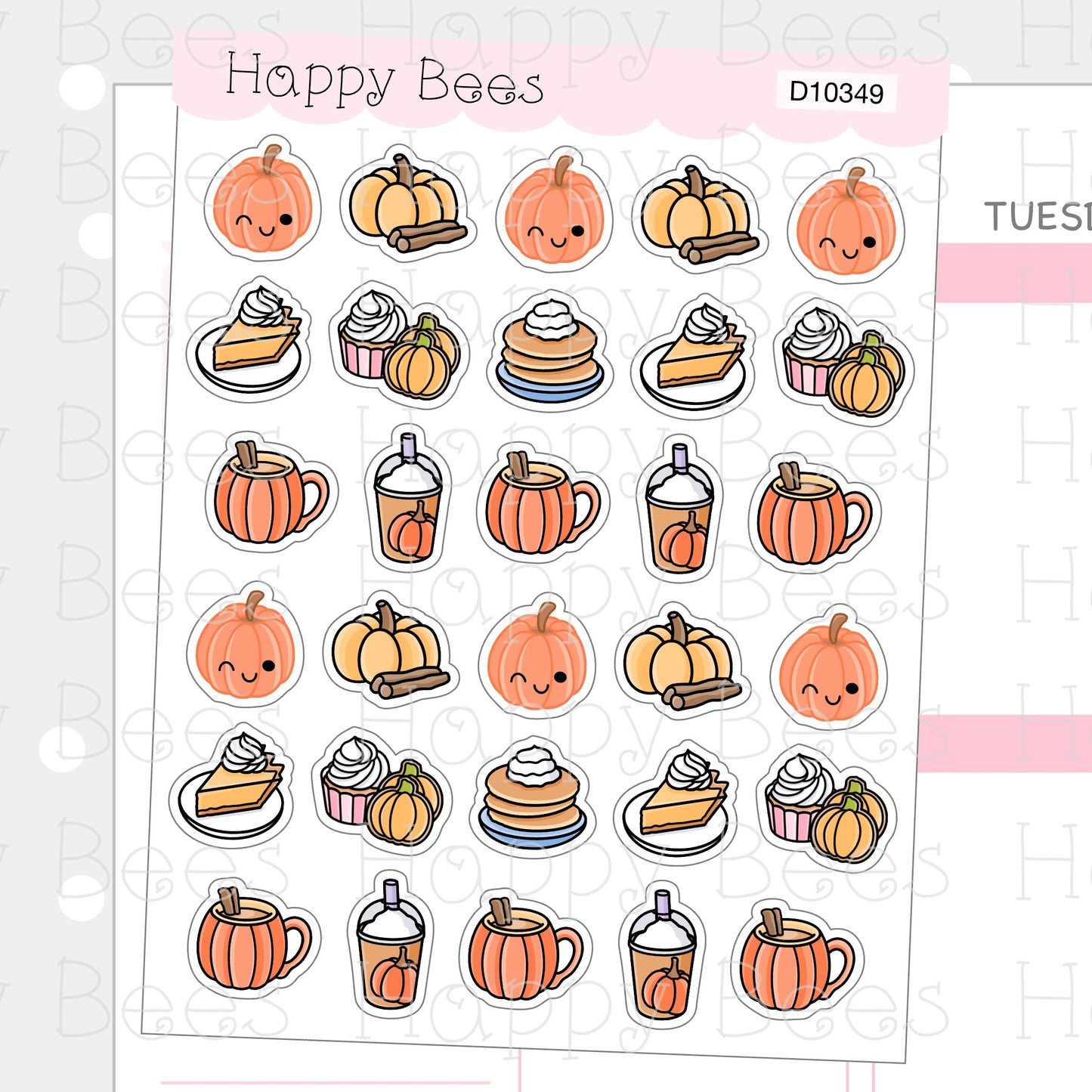 Pumpkin Spice Doodles Vol. 1 - Cute Autumn Food Drinks Planner Stickers D10349