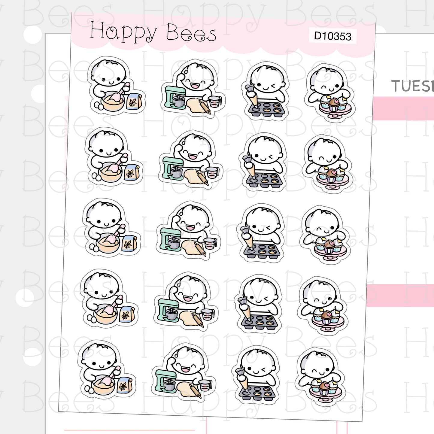 Baking Doodles - Cute Bakery Food Chores Housework Planner Stickers D10353