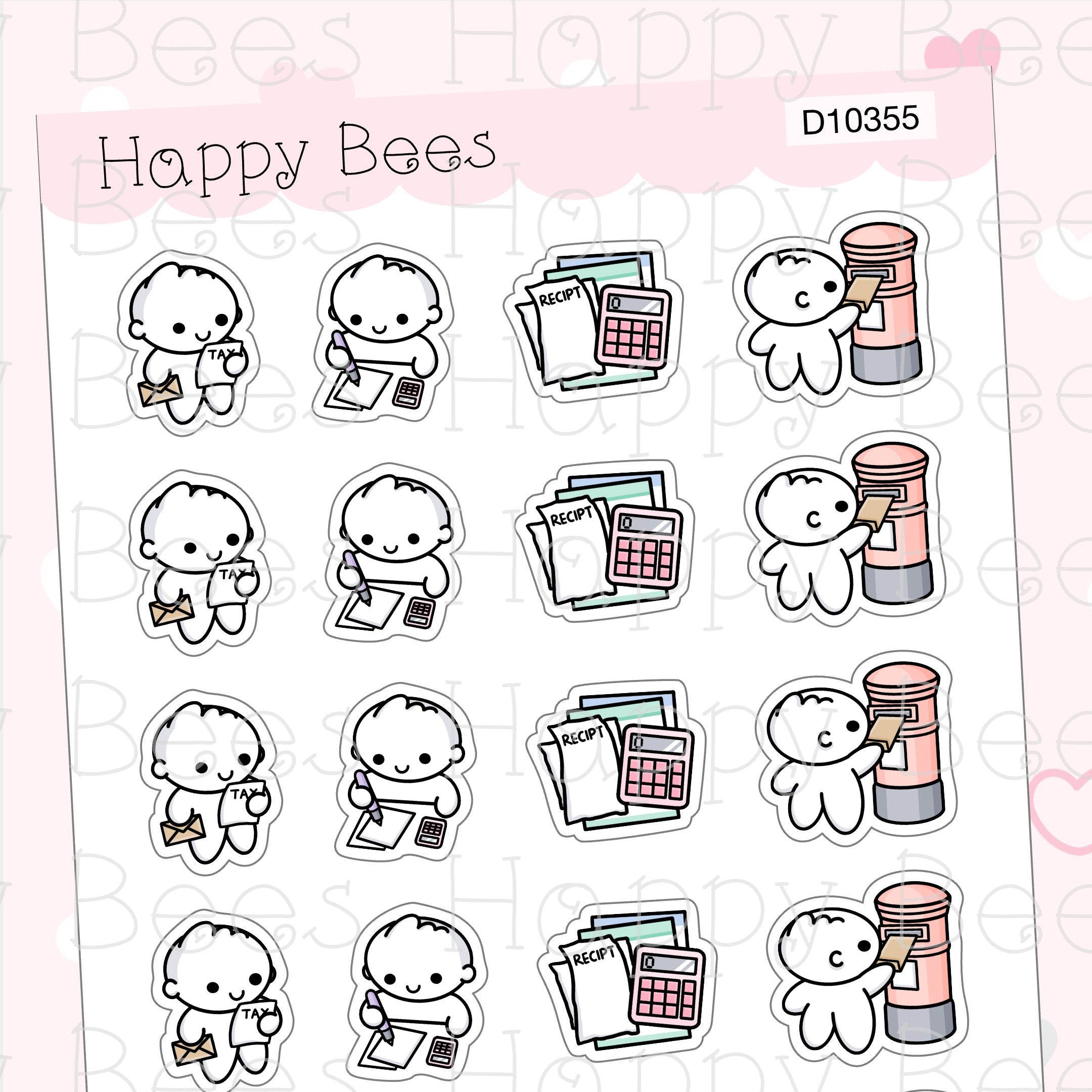 Tax Return Doodles - Cute File Tax Finance Money Planner Stickers D10355