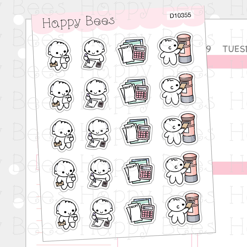 Tax Return Doodles - Cute File Tax Finance Money Planner Stickers D10355