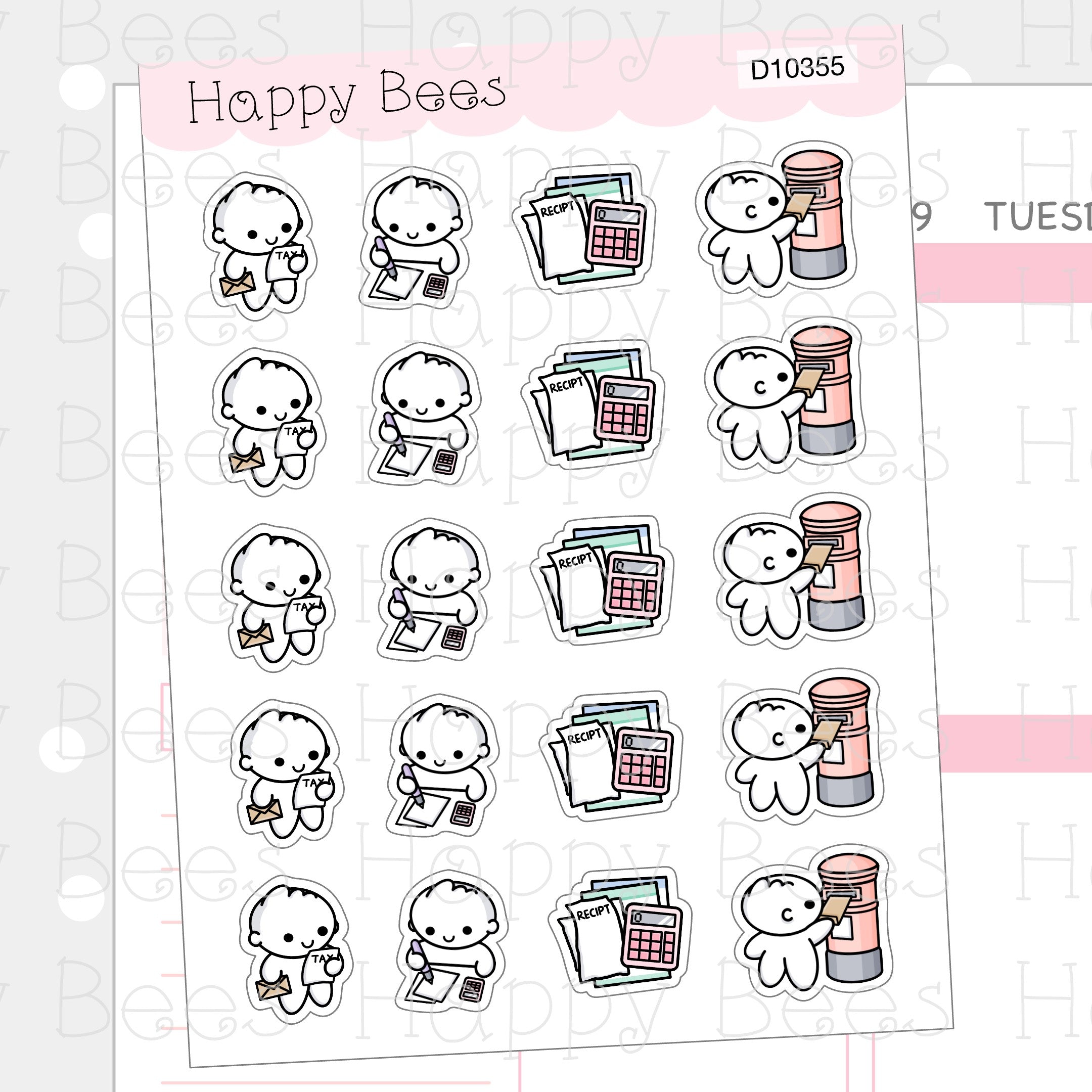 Tax Return Doodles - Cute File Tax Finance Money Planner Stickers D10355