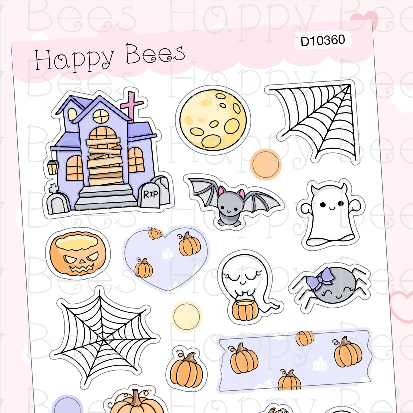 Spooky Halloween Deco Sheet - Cute Doodles Journal Planner Stickers D10360