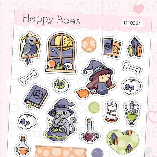 Mystical Halloween Deco Sheet - Cute Doodles Journal Planner Stickers D10361