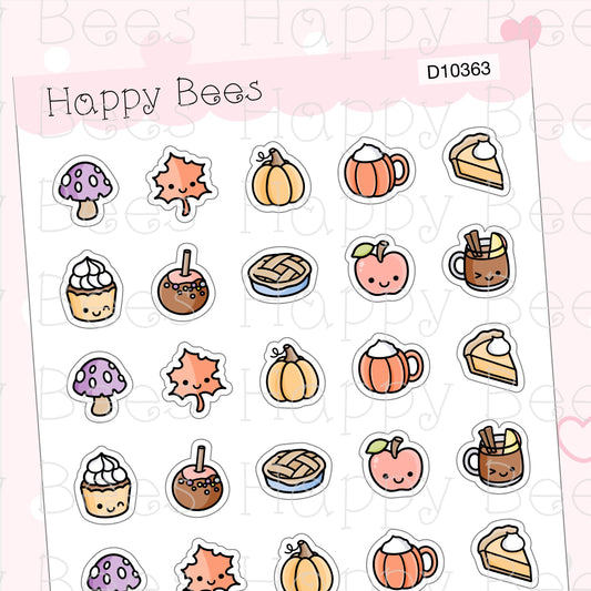 Autumn Mini Doodles - Cute Fall Planner Stickers D10364