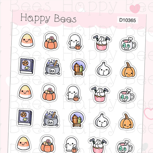 Halloween Mini Doodles - Cute Fall Autumn Planner Stickers D10365