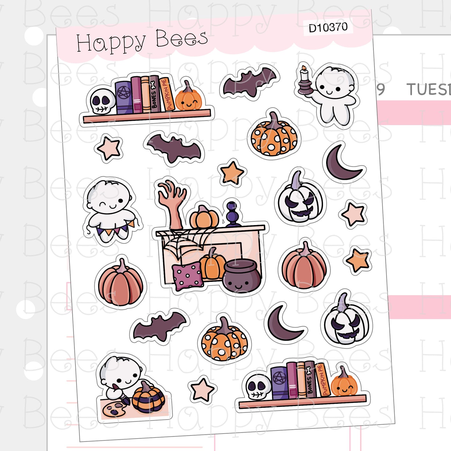 Get Ready for Halloween Deco Sheet - Cute Doodles Journal Planner Stickers D10370