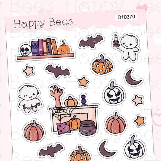 Get Ready for Halloween Deco Sheet - Cute Doodles Journal Planner Stickers D10370