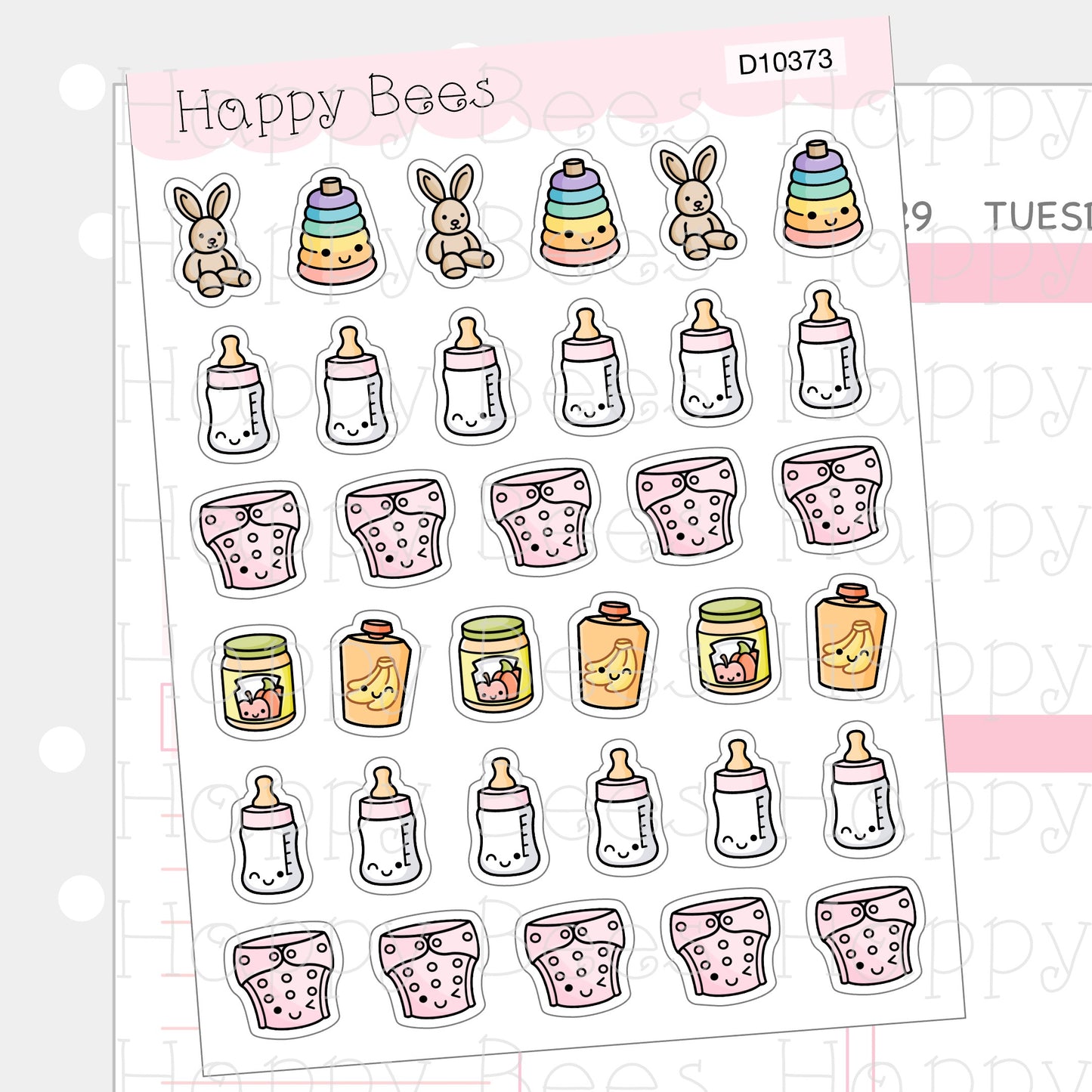 Baby Stuff Doodles - Cute Milk Bottle Nappy Diaper Toy Food Planner Stickers D10373