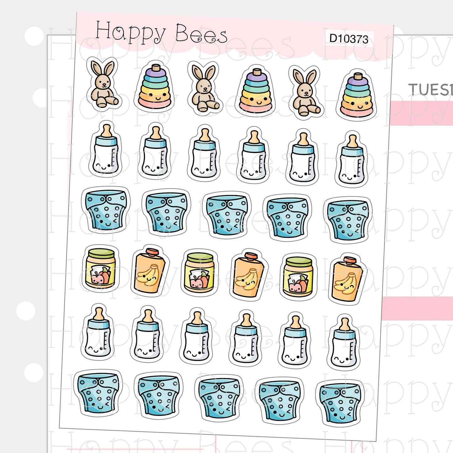 Baby Stuff Doodles - Cute Milk Bottle Nappy Diaper Toy Food Planner Stickers D10373