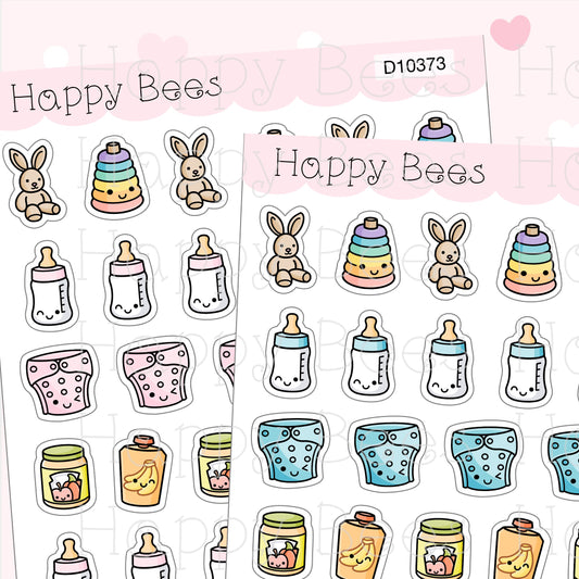 Baby Stuff Doodles - Cute Milk Bottle Nappy Diaper Toy Food Planner Stickers D10373