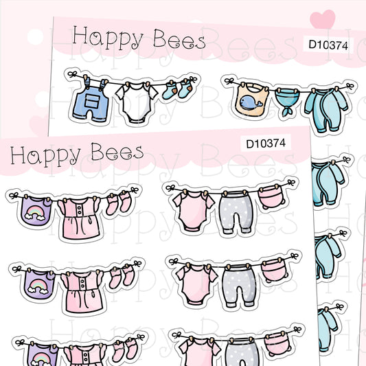 Baby Clothes Line Doodles - Cute Family Planner Stickers D10374