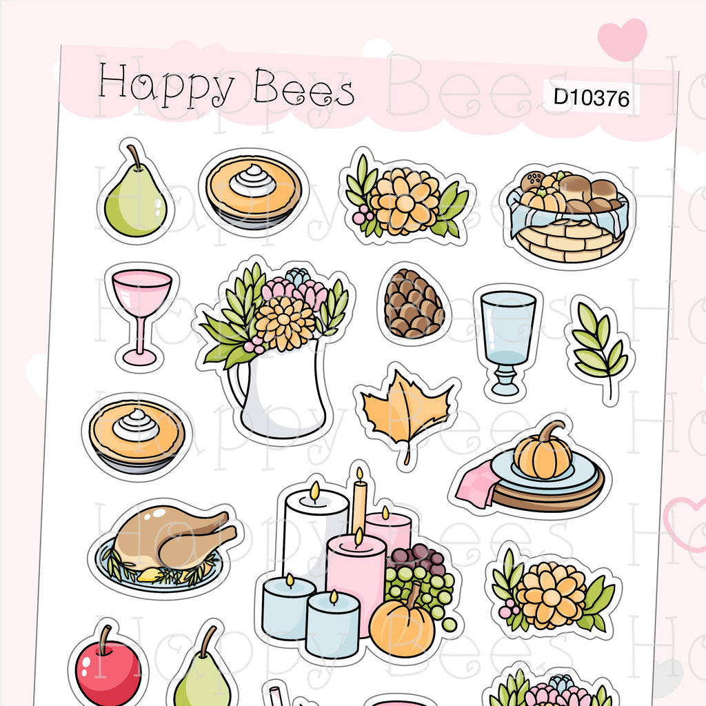 Thanksgiving Deco Sheet - Cute Doodles Journal Planner Stickers D10376