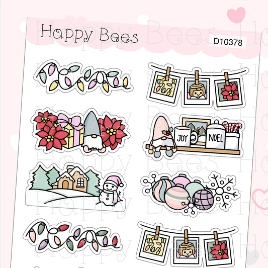 Christmas Dividers - Cute Winter Holiday Doodles Planner Stickers D10378