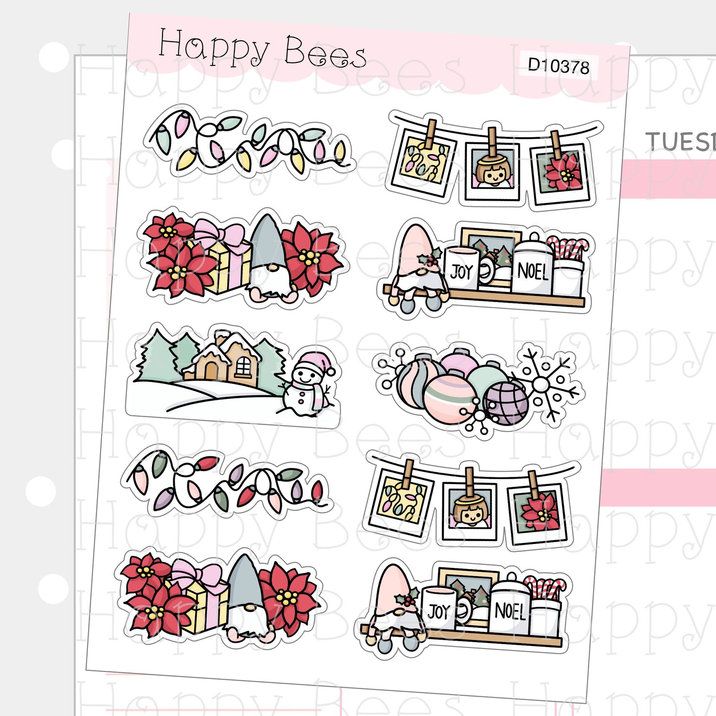 Christmas Dividers - Cute Winter Holiday Doodles Planner Stickers D10378