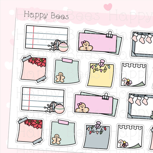 Christmas Memo & Sticky Notes Stickers - Cute Doodles Winter Holiday Planner Stickers D10379