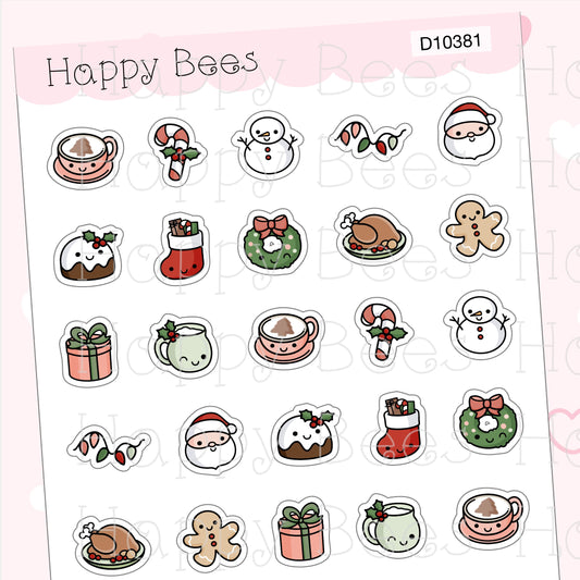 Christmas Mini Doodles - Cute Winter Holiday Planner Stickers D10381