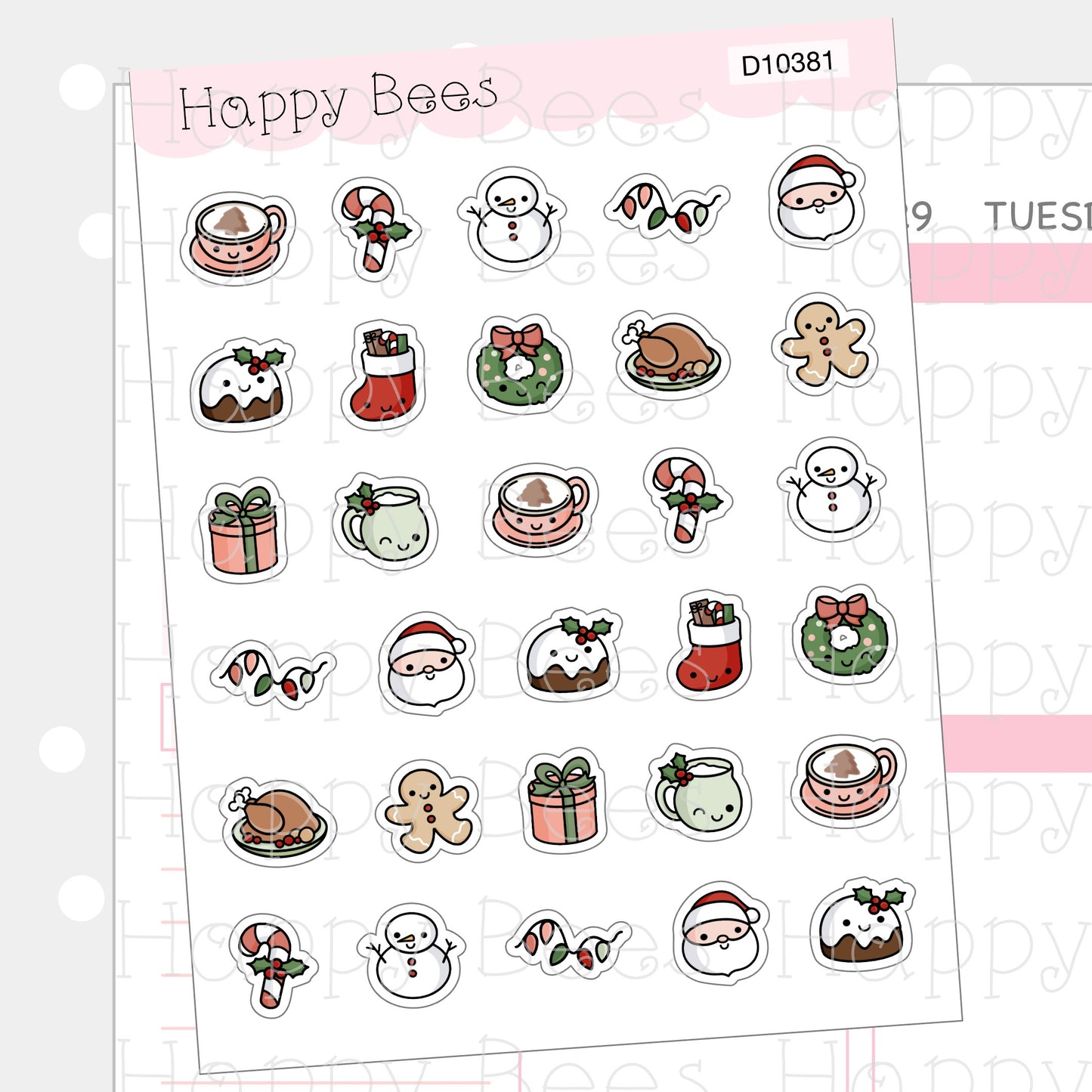 Christmas Mini Doodles - Cute Winter Holiday Planner Stickers D10381