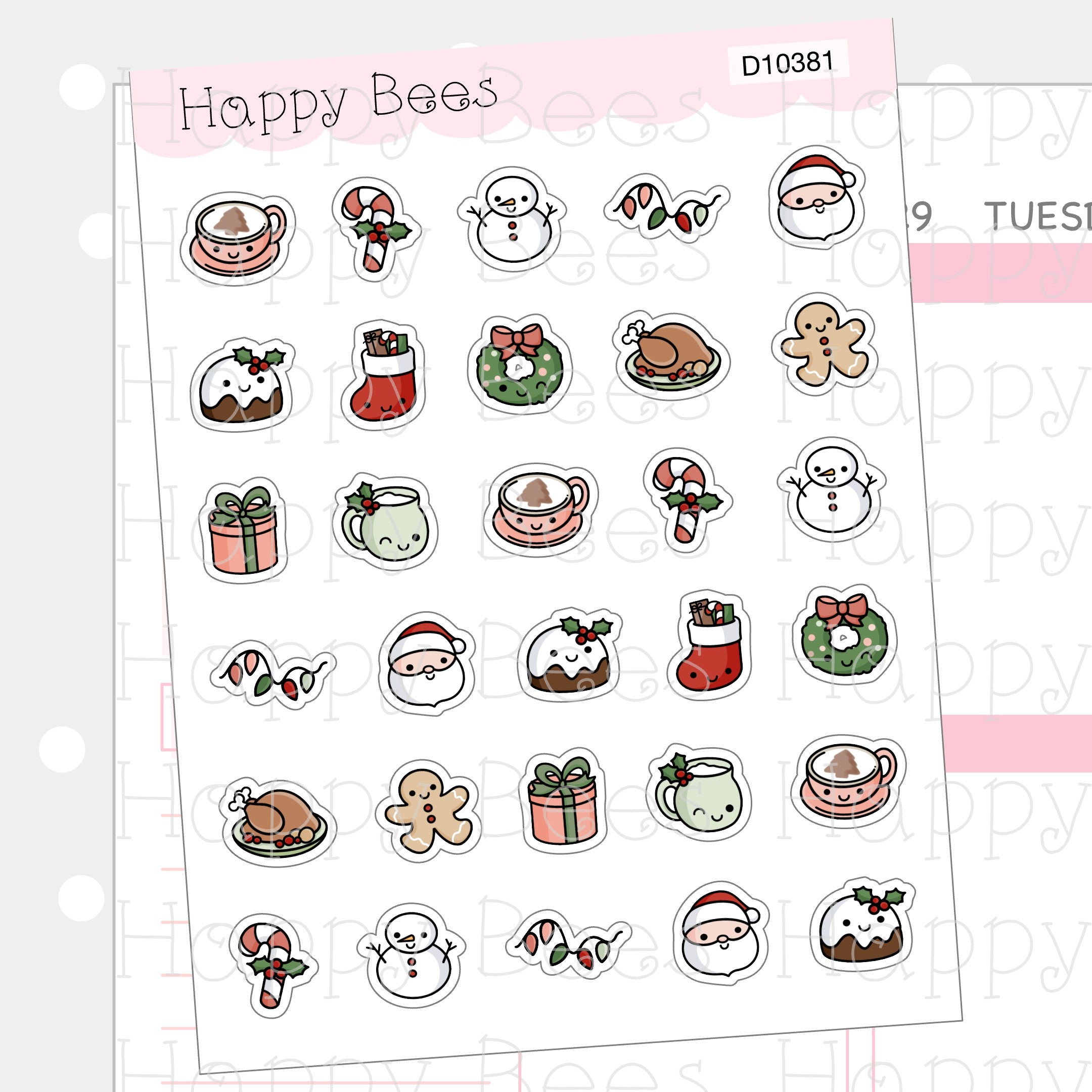 Christmas Mini Doodles - Cute Winter Holiday Planner Stickers D10381