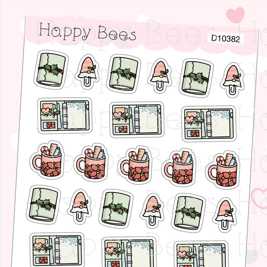 Christmas Planning Doodles - Cute Winter Holiday Planner Stickers D10382