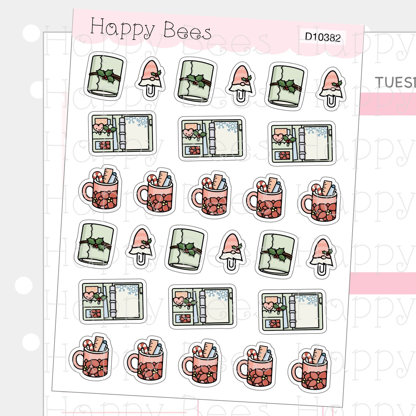 Christmas Planning Doodles - Cute Winter Holiday Planner Stickers D10382