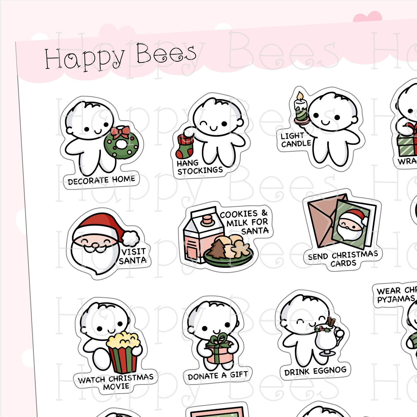 Christmas Bucket List - Cute Doodles Winter Holiday Planner Stickers D10383