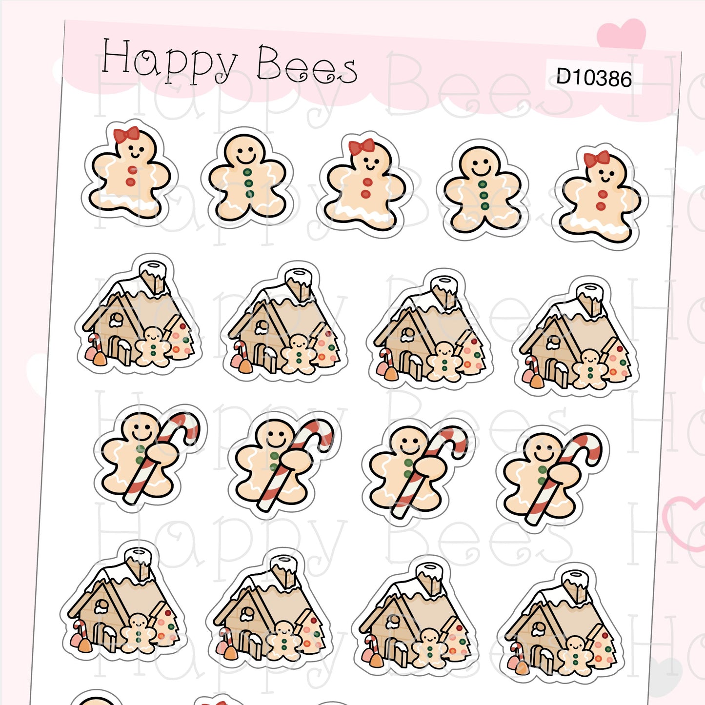 Gingerbread Cookies Doodles - Cute Christmas Winter Holiday Planner Stickers D10386