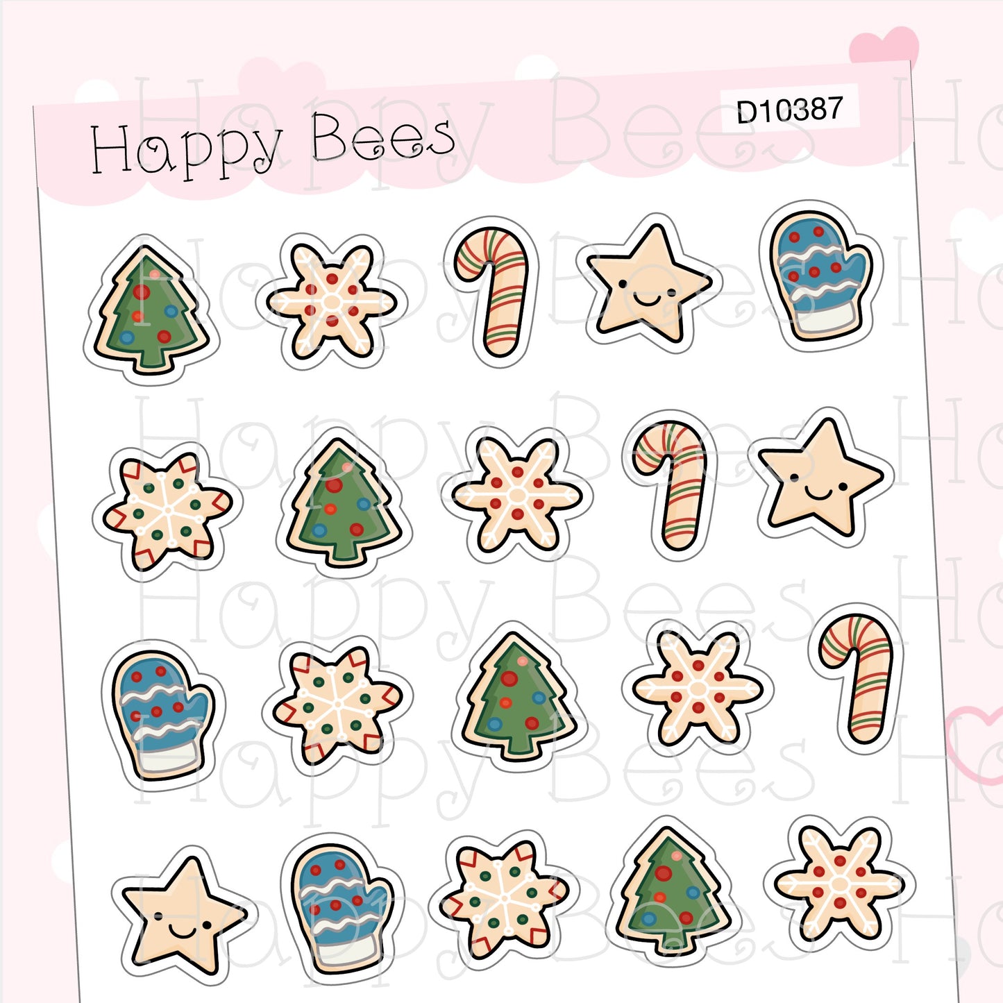 Christmas Cookies Doodles - Cute Winter Holiday Planner Stickers D10387