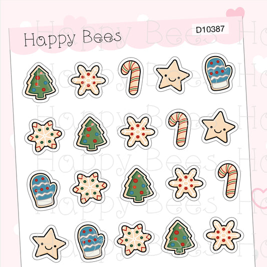 Christmas Cookies Doodles - Cute Winter Holiday Planner Stickers D10387