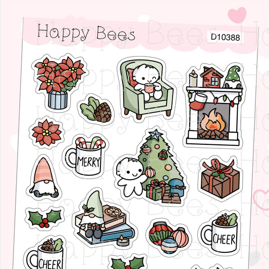Cozy Christmas Deco Sheet - Cute Doodles Journal Planner Stickers D10388