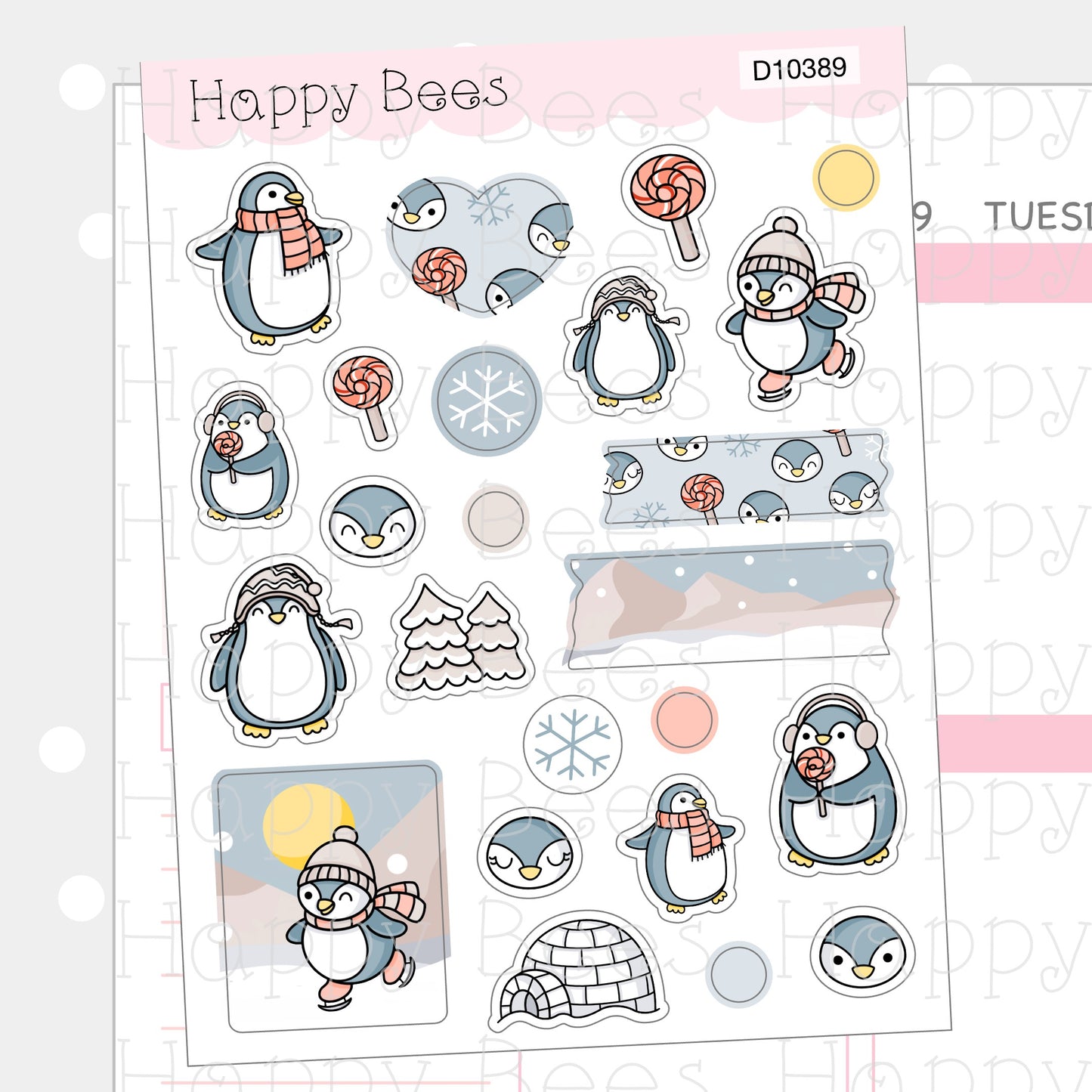 Snow Day Deco Sheet - Cute Doodles Journal Planner Stickers D10389