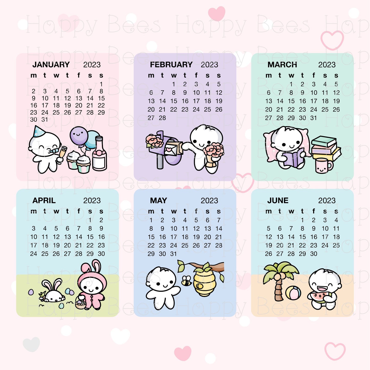 2023 Calendar Die Cut Doodles - Cute Functional Journal Planner Stickers DC10005