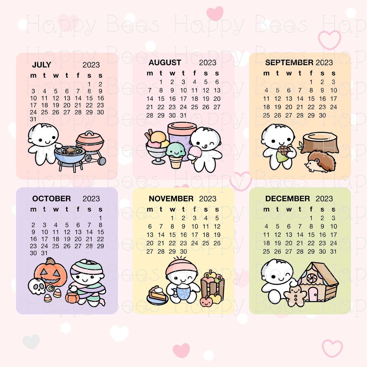 2023 Calendar Die Cut Doodles - Cute Functional Journal Planner Stickers DC10005