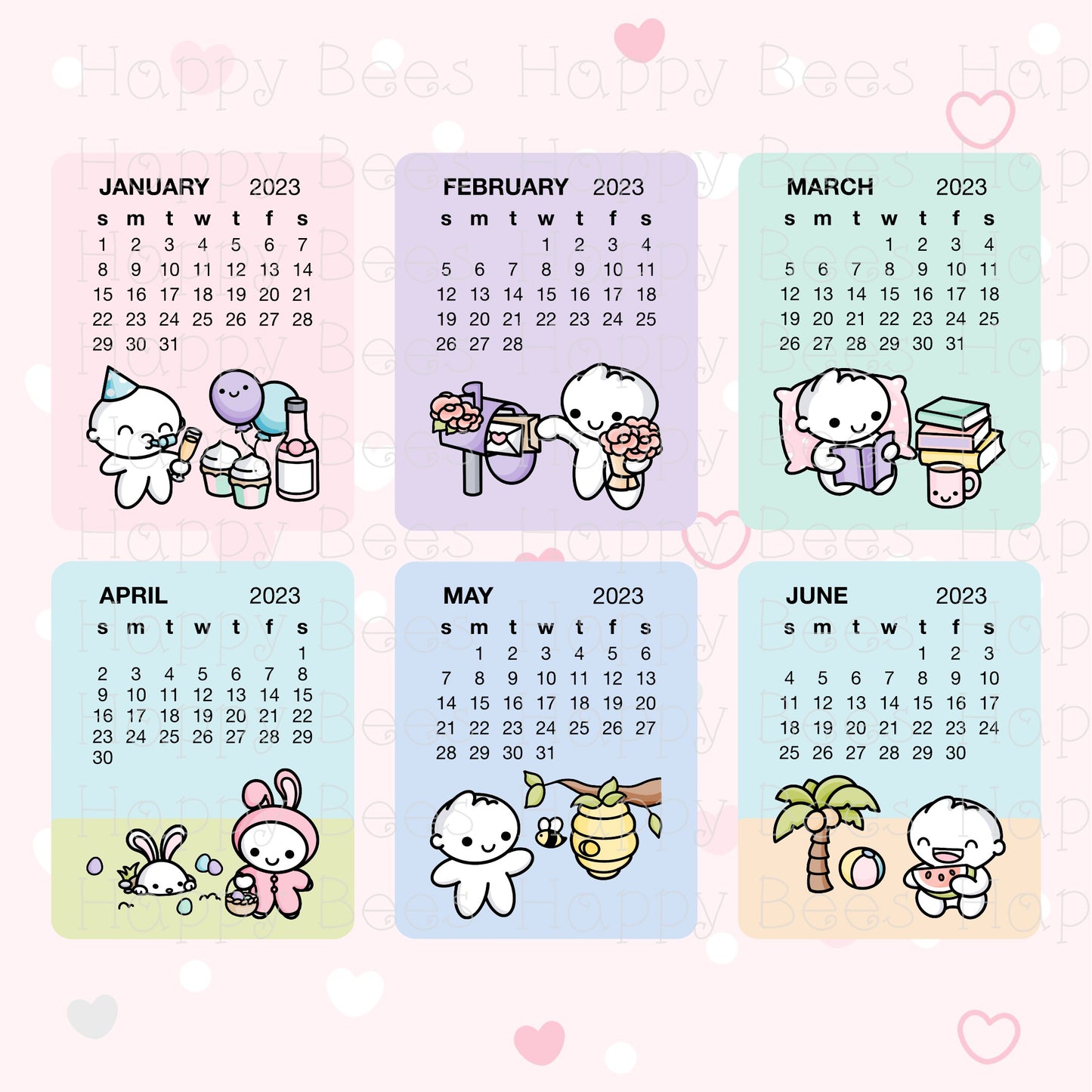 2023 Calendar Die Cut Doodles - Cute Functional Journal Planner Stickers DC10005