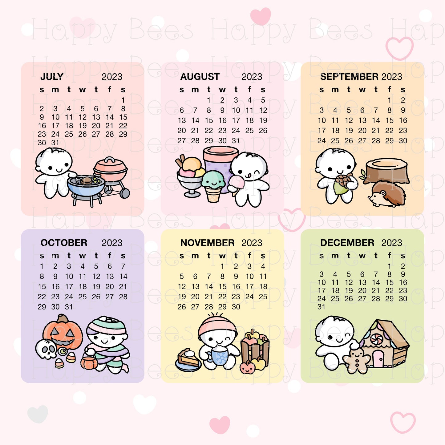 2023 Calendar Die Cut Doodles - Cute Functional Journal Planner Stickers DC10005