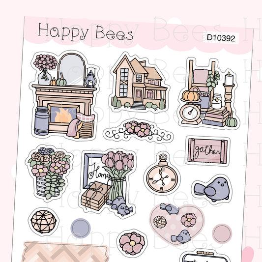 Farmhouse Deco Sheet - Cute Doodles Journal Planner Stickers D10392