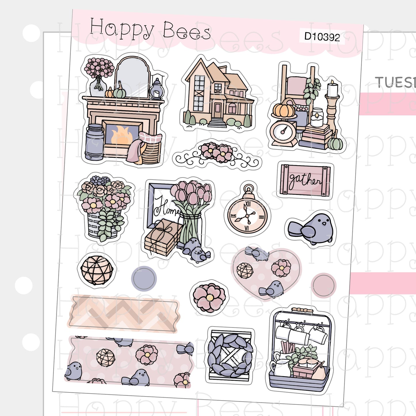 Farmhouse Deco Sheet - Cute Doodles Journal Planner Stickers D10392