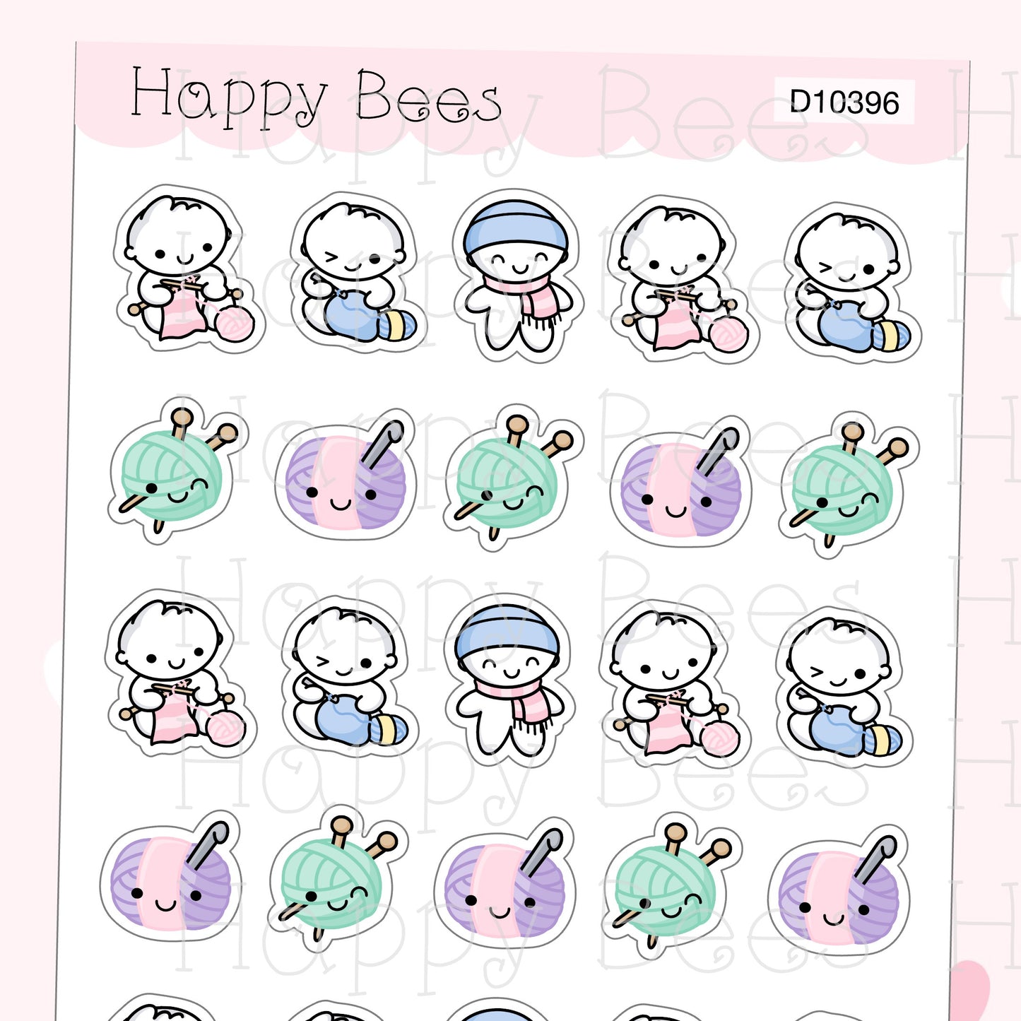 Knitting & Crochet Doodles - Cute Cozy Winter Craft Planner Stickers D10396