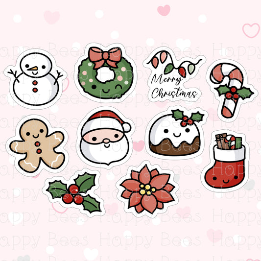 10 pcs Christmas Flake Stickers - Cute Bullet Journal Planner Stickers DC10001