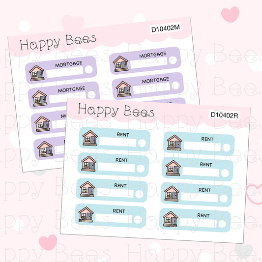 Mortgage / Rent Tracker Boxes - Cute Finance Hobonichi Cousin Planner Stickers D10402