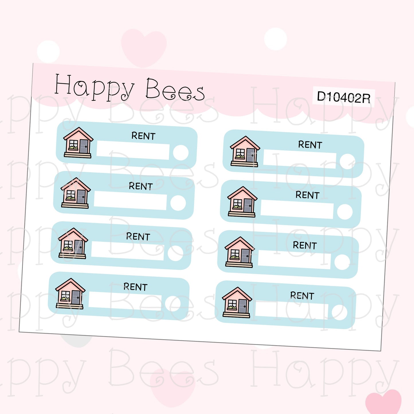 Mortgage / Rent Tracker Boxes - Cute Finance Hobonichi Cousin Planner Stickers D10402