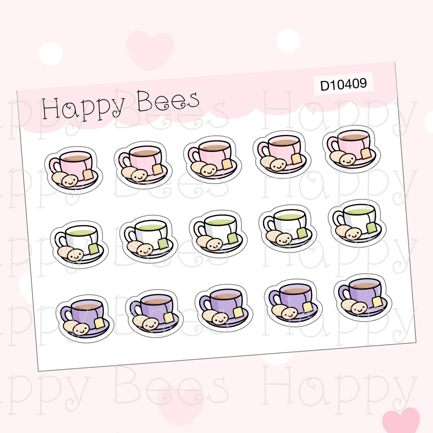 Mini Tea & Biscuits Doodles - Cute Food Drink Planner Stickers D10409