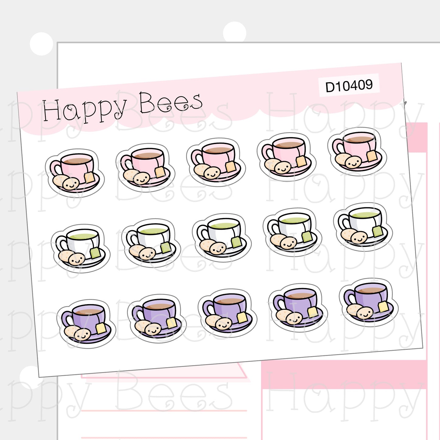 Mini Tea & Biscuits Doodles - Cute Food Drink Planner Stickers D10409