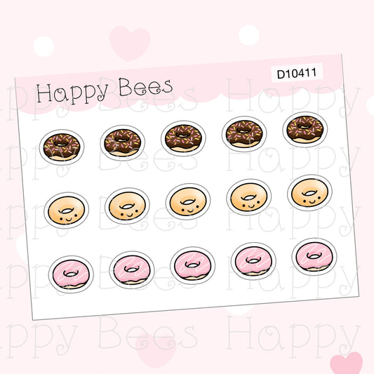 Mini Doughnut Doodles - Cute Food Dessert Planner Stickers D10411